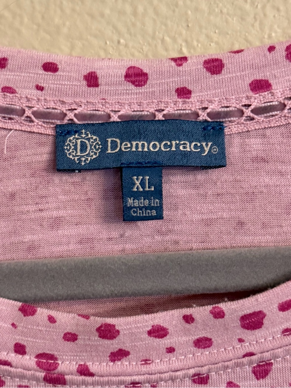 Democracy Pink Short Sleeve Crewneck Tee with Dot Print - Picture 2 of 8